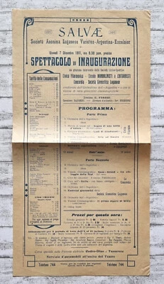 1911 Salvae Anonima Luganese Varietes Argentina Excelsior Programm Reklame Deko - Bild 1 von 3