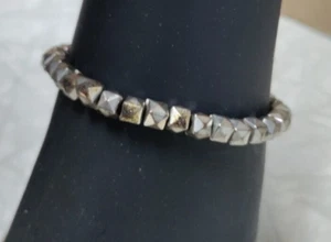 SILVER TONE BEADS BANGLE ANKLE WRIST STRETCH BRACELET - Picture 1 of 5