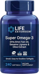 Life Extension Super Omega-3 EPA/DHA Fish Oil, Sesame Lignans & Olive Extract - Picture 1 of 6