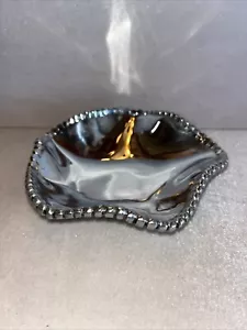 Beatriz Ball Organic Pearl Nova Bowl Small Dish Beaded Edge Silver Tone - Picture 1 of 13