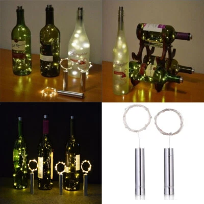 10 20 LED String Lights Cork Shaped Night Light For Wine Bottle Starry Xmas KA - Image 1 of 4