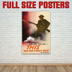 Churchill Zitat Feinste Stunde Kriegsanstrengungen Propaganda Poster: 36" - Bild 1 von 2