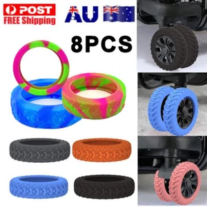 8pcs Luggage Wheel Covers Noise Reduction Silicone Protectors for Suitcase Wheel - Picture 1 of 18
