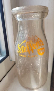 Rare STEFFENS DAIRY FOODS SAFE Glass Half Pint Bottle Sealed 52 - Picture 1 of 4