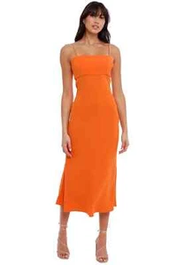 Vestido midi BY JOHNNY Nicole Bias naranja usado talla 12 AU fiesta evento ropa - Imagen 1 de 3