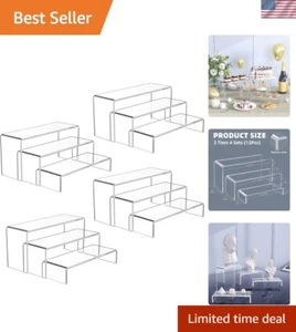 12 Pcs Clear Acrylic Risers Display Stands, 3 Tiers 4mm Thick Transparent Acr... - Picture 1 of 7