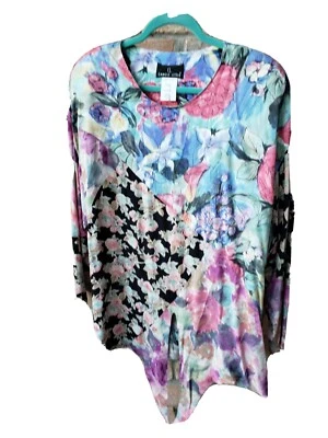 De Colección Años 80 Carole Pequeña Talla 10 Rayón Bld Floral Túnica Top Corbata Frontal Multicolor EE. UU. Foto 1 de 4