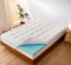 4" Queen Dual Layer Mattress Topper 2" Bamboo Pillow Top, 2" Cooling Memory Foam - Picture 1 of 1