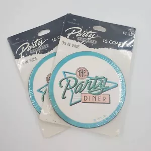 Posavasos de papel vintage con sello 2 paquetes de 16 retro rosa verde azulado The Party Diner Nuevo de Lote Antiguo - Imagen 1 de 7