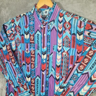 Camisa De Colección Serie Frontier Para Hombre Grande Alta Púrpura Azul Azteca Suroeste Oeste Foto 1 de 4