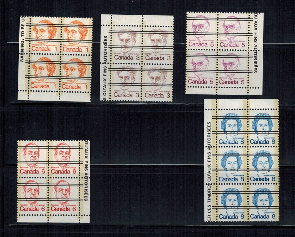 CANADA GROUP OF CARICATURE PRECANCELLED MINT NH CORNER BLOCKS UNCHECKED. - Image 1 of 1