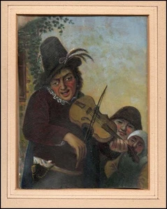 [After] Ostade, Adriaen van. Violinist Painting w Children, ca. 17th-18th c. - Picture 1 of 1