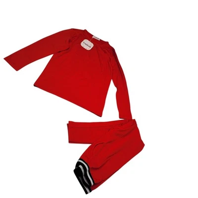 Conjunto de ropa interior térmica Gaziar para niños forrada de lana manga larga top y pantalones rojos pequeños Foto 1 de 4
