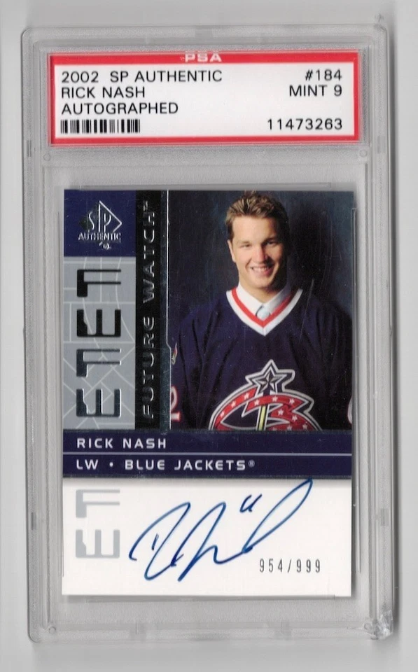 2002-03 SP Authentic Future Watch Auto Rookie Autograph Rick Nash /999 PSA 9 - Image 1 of 2