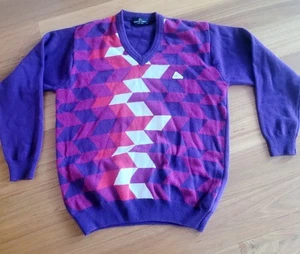 Monte Carlo Collection Lambs Wool Blend Sweater Men's Size 44 Purple - Picture 1 of 9