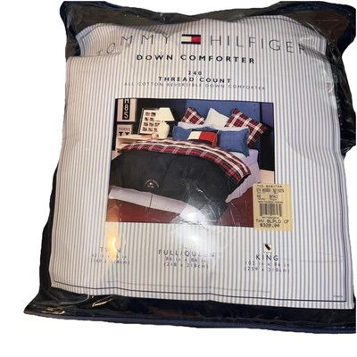 Edredón de plumón Tommy Hilfiger Vintage King Logo azul marino 240 hilos. Nuevo con etiquetas Foto 1 de 4