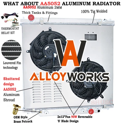 3 Row Radiator+Shroud Fan For 99-2005 Ford F250 F350 F450 Super Duty 6.8L 7.3L Foto 1 de 4