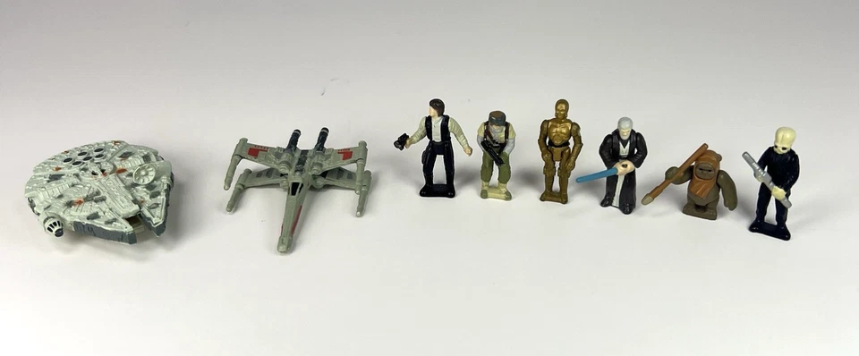 Star Wars Micro Máquinas Figuras Han Solo, C-3PO, Obi Wan, Ewok, X-Wing Lote de 8 Foto 1 de 4