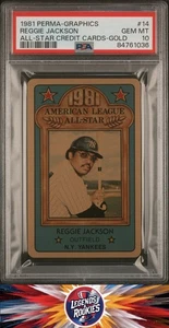1981 Perma-Graphics All-Star Credit Cards 14 Reggie Jackson PSA 10 - Bild 1 von 2