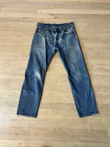 Distressed 90's Vintage Levi's 501xx Jeans Button Fly WPL423 USA 33x33 (33x29) - Picture 1 of 10