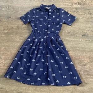 Cute Yumi Lightweight Bicycle Print Shirt Dress Navy Blue Size UK6 XS - Picture 1 of 6