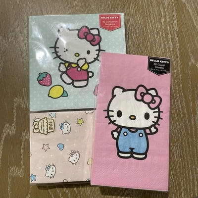 Hello Kitty Birthday Napkin Bundle Special Edition 104 Total Napkins Sanrio - Image 1 of 2