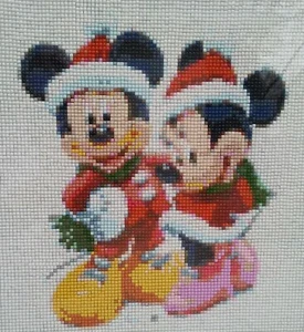 Disney Mickey Mouse y Minnie Navidad Hecho a Mano Diamante Pintura Arte en Cristal - Imagen 1 de 8