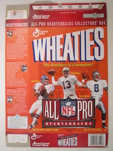 Empty WHEATIES Box 1996 12oz ALL PRO QUARTERBACKS Elway Marino Aikman [Z202c2] - Picture 1 of 2
