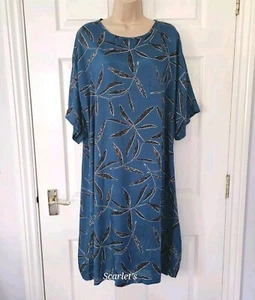 Masai Dress Teal & Black Lightweight Size Small Oversized P2P 23.5" Short Sleeve - Picture 1 of 10