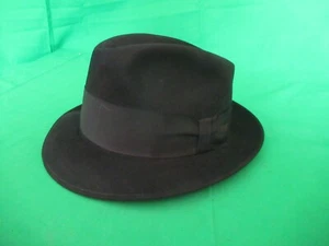 Dobbs Fifth Ave New York Admiralty Wool Felt Black Hat Fedora Size 7 1⁄/8 Nice - Picture 1 of 9