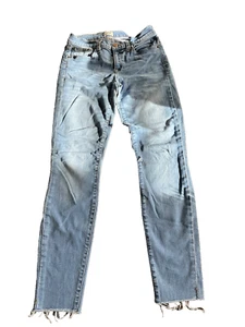 J.Crew Toothpick Jeans Women’s Size 26 Blue Row Hem Distressed Skinny High Rise - Imagen 1 de 6