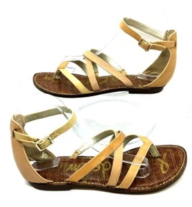 SAM EDELMAN "GILROY" 8.5 Sandals Brown NUDE Leather Strappy Thong Gladiator $175 - Picture 1 of 12