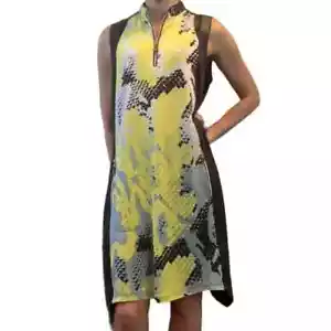 Women's JAMIE SADOCK 1/4 Zip Sleeveless Snakeskin Print Golf Dress M - Picture 1 of 14