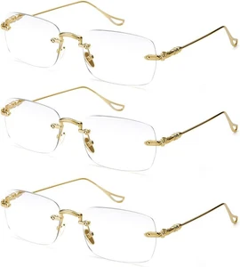 Gafas de lectura de metal sin marco TERAISE para hombre/mujer bloqueo de luz azul - Imagen 1 de 22