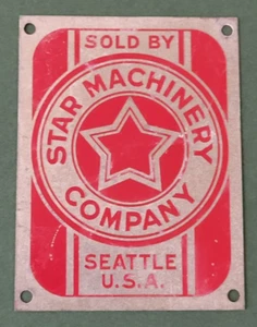 Metal Vintage Emblem, Logo, Tag - Star Machinery Company - Picture 1 of 4