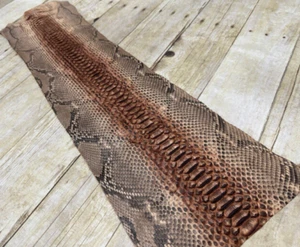 Brown center Genuine Python Remnant Snakeskin Leather real hide snake skin 222 - Picture 1 of 4