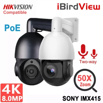 IBIRDVIEW 4K 8MP HD POE PTZ Security IP Camera Two Way Audio 50x Zoom 360° Auto Tracking