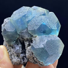 166.5g Natural Blue Core Green Chamfered Cubic Fluorite Mineral Specimen