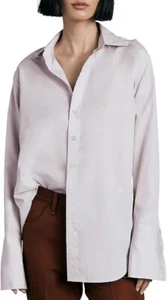 RAG & BONE Diana Poplin Button Up Shirt Women's S Lavender Solid Long Sleeve - Picture 1 of 14
