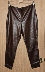 Banana Republic Brown Faux Leather Legging Pull On Pants Size L Petite NWT! - Picture 1 of 4