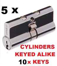 5 x Security Screen door cylinder Whitco 5 Pin lock barrel 10 x Keys key alike 