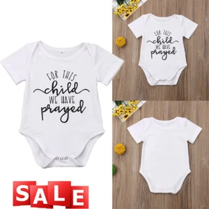 Baby Boy Girl Romper Short Sleeve Letter Printed One-Piece Bodysuit Jumpsuit - Picture 1 of 8