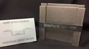 Stainless Steel Couch Chair Arm Coasters set of 4 Joshua Stern Design NEW TAGS - Picture 1 of 3