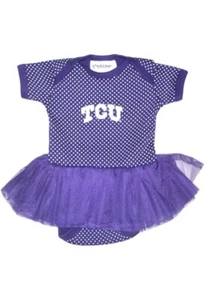 Two Feet Ahead NCAA TCU Horned Frogs Children Girls Pin Dot Tutu Creeper 6 month - Bild 1 von 12
