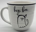 Prima Design Halloween "Hey, Boo" 16 oz. Coffee Mug Cup White Candy corn On Rim