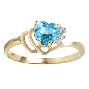 Anillo de diamantes topacio azul de 0,97 quilates en forma de corazón - oro rosa, amarillo y blanco de 14 K - Imagen 1 de 10