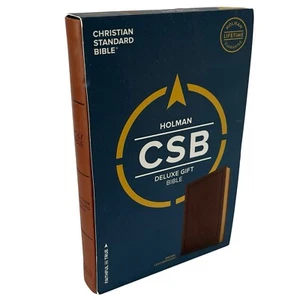 Holman CSB Deluxe Gift Bible Christian Standard Brown Leather Touch - Picture 1 of 14