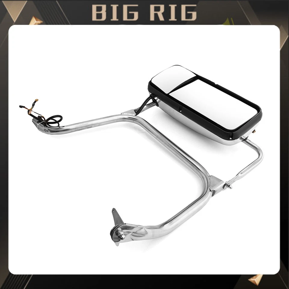 Espejo de puerta lateral cromado con calefacción para Peterbilt 382 384 385 386 389 lado del conductor Foto 1 de 4