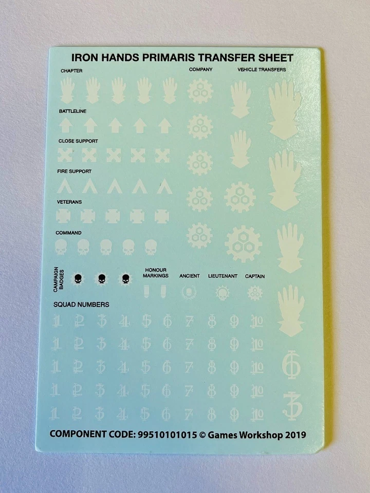 Iron Hands Space Marines Primaris Upgrade Transfer Sheet 63mm x 91mm - image 1 of 2