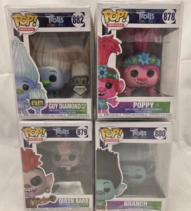 Lot Of 4 FUNKO POPS! Trolls World Tour - #879, 880, 878, 882 New  W PROTECTOR'S - Foto 1 di 5